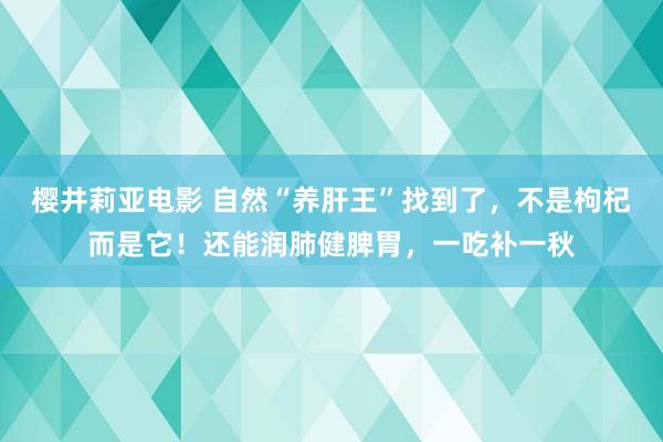 樱井莉亚电影 自然“养肝王”找到了，不是枸杞而是它！还能润肺健脾胃，一吃补一秋