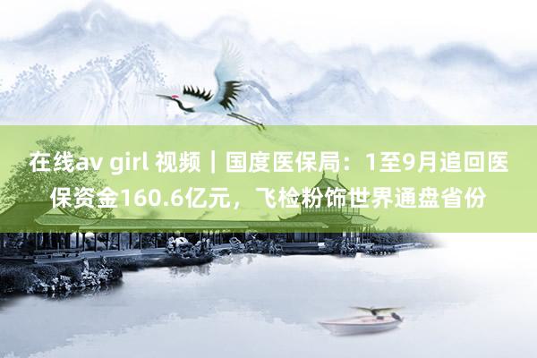 在线av girl 视频｜国度医保局：1至9月追回医保资金160.6亿元，飞检粉饰世界通盘省份