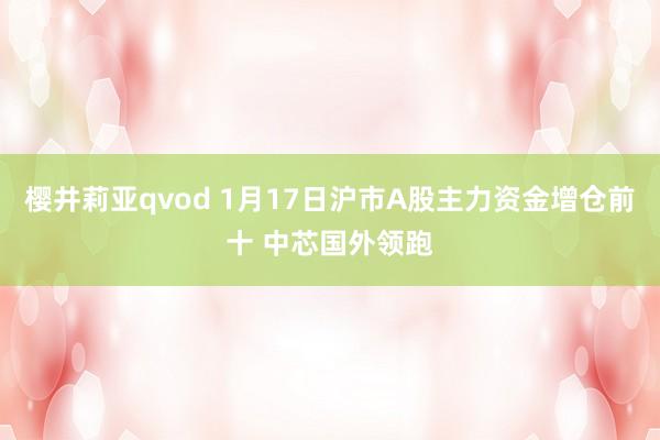 樱井莉亚qvod 1月17日沪市A股主力资金增仓前十 中芯国外领跑