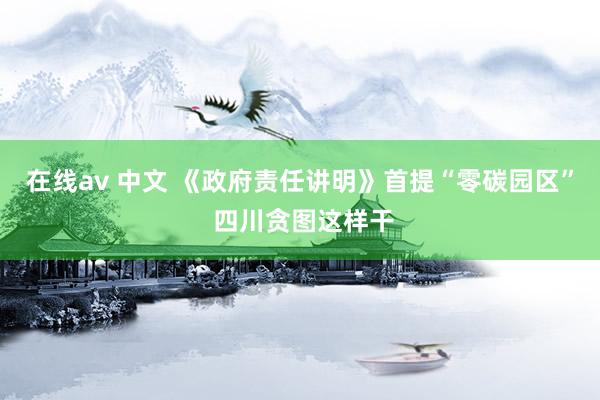 在线av 中文 《政府责任讲明》首提“零碳园区” 四川贪图这样干