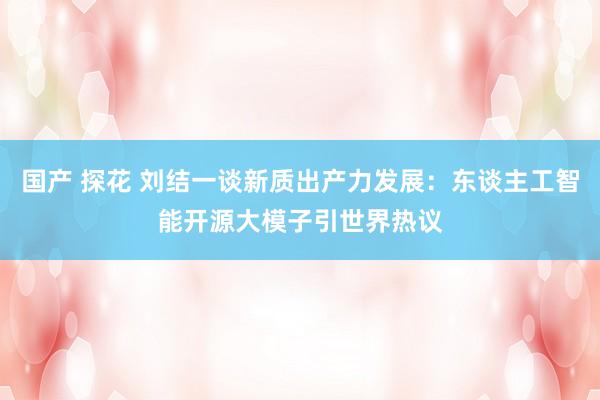 国产 探花 刘结一谈新质出产力发展：东谈主工智能开源大模子引世界热议