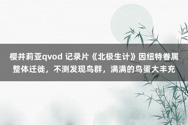 樱井莉亚qvod 记录片《北极生计》因纽特眷属整体迁徙，不测发现鸟群，满满的鸟蛋大丰充