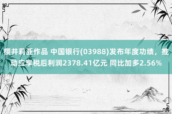 樱井莉亚作品 中国银行(03988)发布年度功绩，推动应享税后利润2378.41亿元 同比加多2.56%