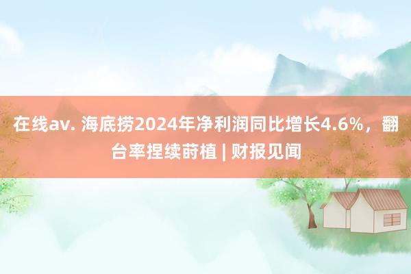 在线av. 海底捞2024年净利润同比增长4.6%，翻台率捏续莳植 | 财报见闻