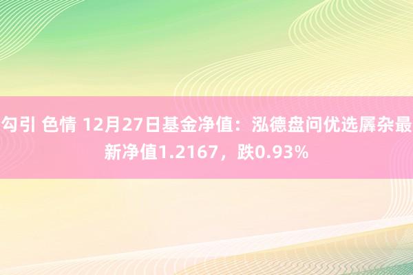 勾引 色情 12月27日基金净值：泓德盘问优选羼杂最新净值1.2167，跌0.93%