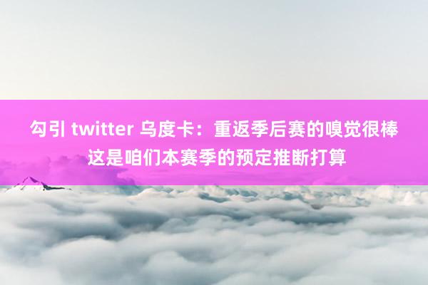勾引 twitter 乌度卡：重返季后赛的嗅觉很棒 这是咱们本赛季的预定推断打算