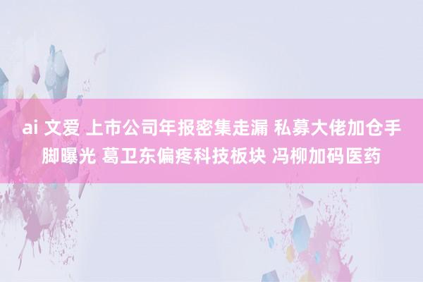 ai 文爱 上市公司年报密集走漏 私募大佬加仓手脚曝光 葛卫东偏疼科技板块 冯柳加码医药