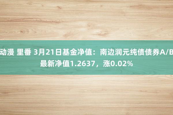 动漫 里番 3月21日基金净值：南边润元纯债债券A/B最新净值1.2637，涨0.02%
