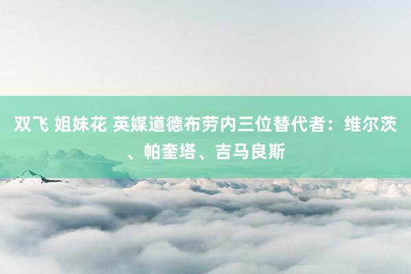 双飞 姐妹花 英媒道德布劳内三位替代者：维尔茨、帕奎塔、吉马良斯