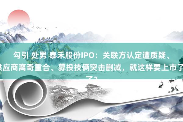 勾引 处男 泰禾股份IPO：关联方认定遭质疑、供应商离奇重合、募投技俩突击删减，就这样要上市了？
