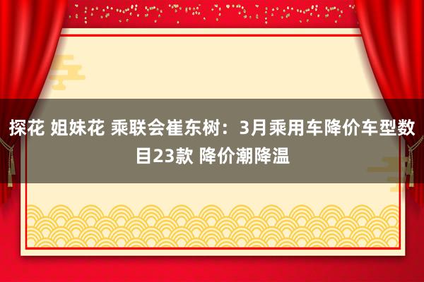 探花 姐妹花 乘联会崔东树：3月乘用车降价车型数目23款 降价潮降温