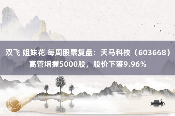 双飞 姐妹花 每周股票复盘：天马科技（603668）高管增握5000股，股价下落9.96%