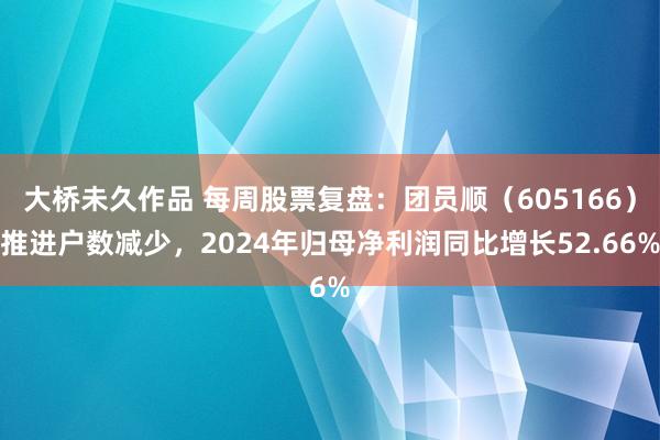 大桥未久作品 每周股票复盘：团员顺（605166）推进户数减少，2024年归母净利润同比增长52.66%