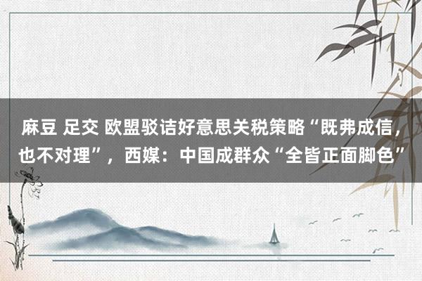 麻豆 足交 欧盟驳诘好意思关税策略“既弗成信，也不对理”，西媒：中国成群众“全皆正面脚色”