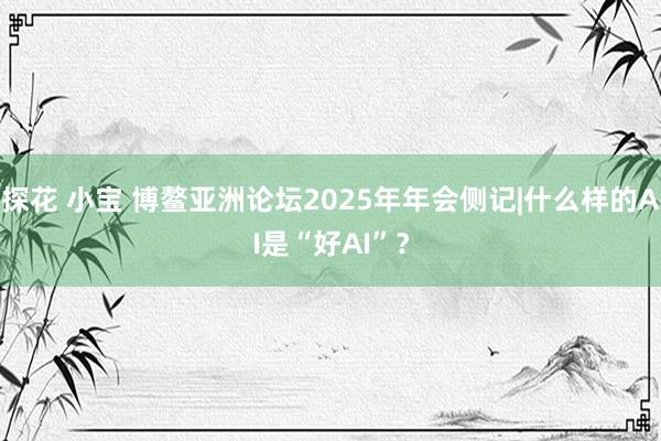 探花 小宝 博鳌亚洲论坛2025年年会侧记|什么样的AI是“好AI”？