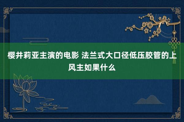 樱井莉亚主演的电影 法兰式大口径低压胶管的上风主如果什么
